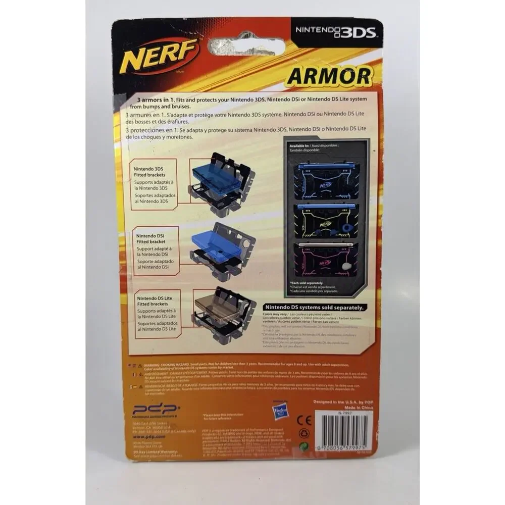 NERF Armor Case For Nintendo 3DS DS Yellow Black Soft Shell Protector - Open Box